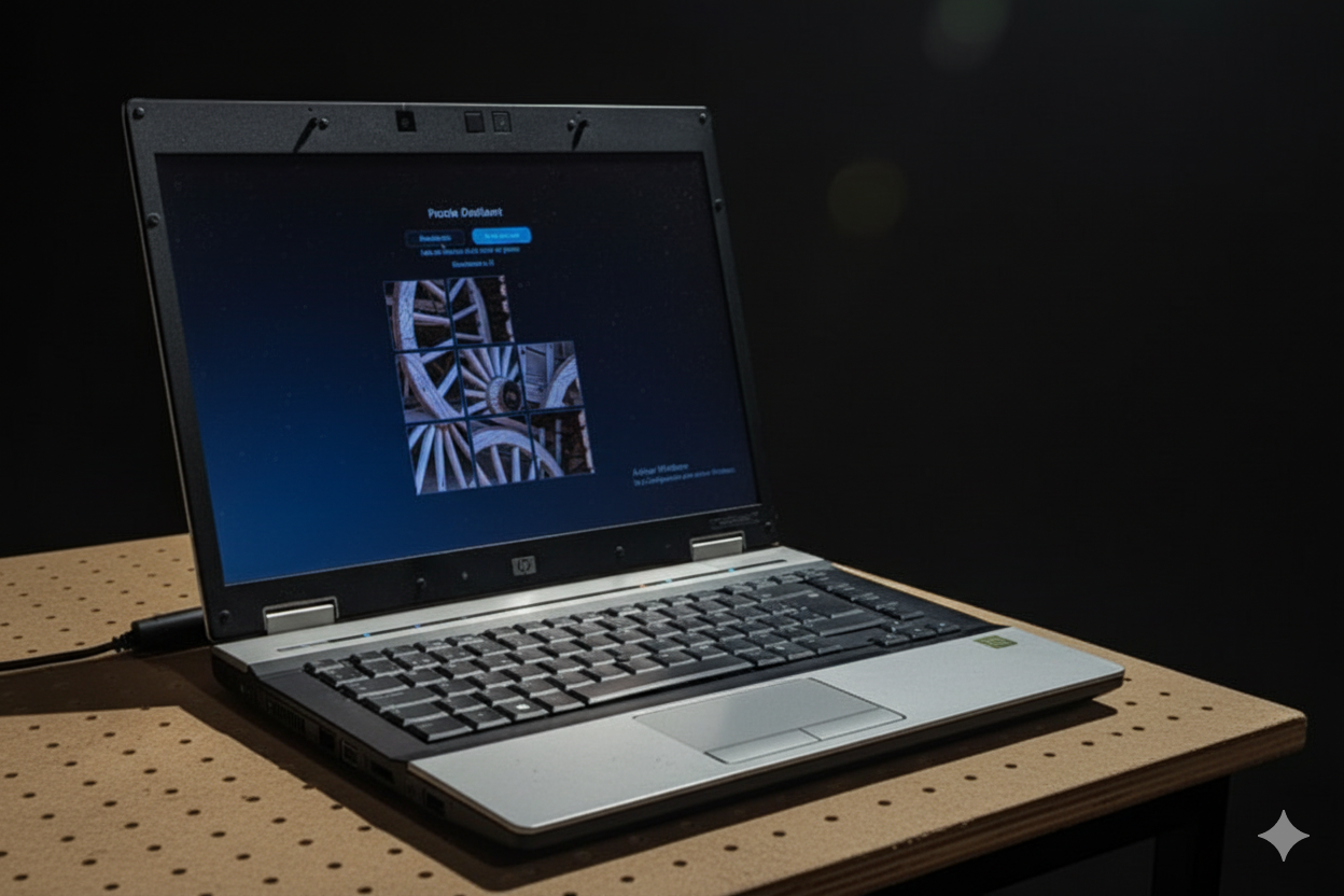 Portatil damb eth puzzle en pantalla